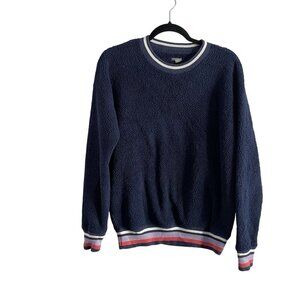 Aerie Women XS Navy Blue Sherpa Cozy Lounge Oversized Crew Neck Sweatshirt